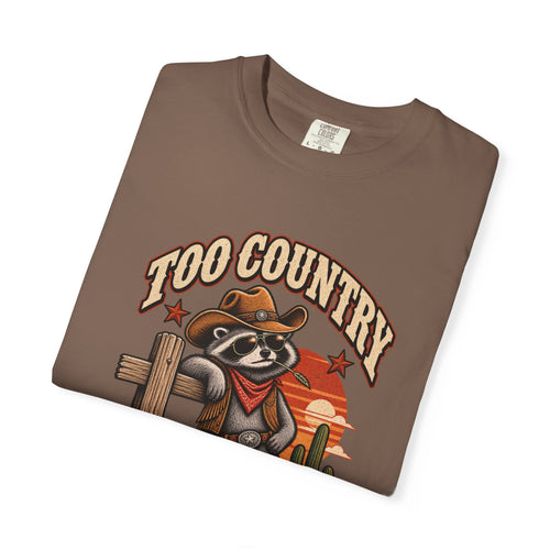 Funny Western Raccoon Shirt - Too Country to Care Retro Cowboy Raccoon Meme T-Shirt