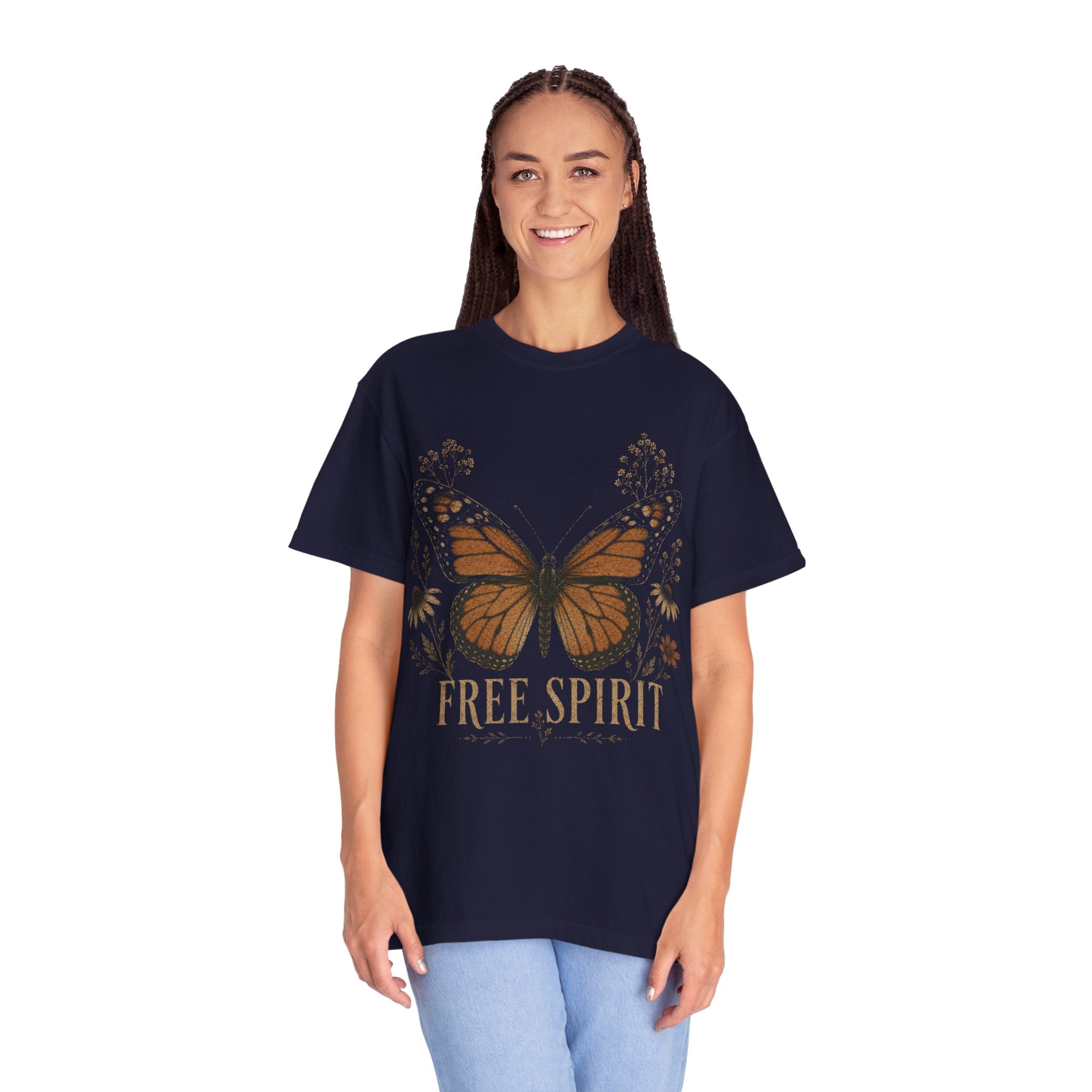 Butterfly and Letter Graphic Oversized Tee | Oversized T-Shirt Female
