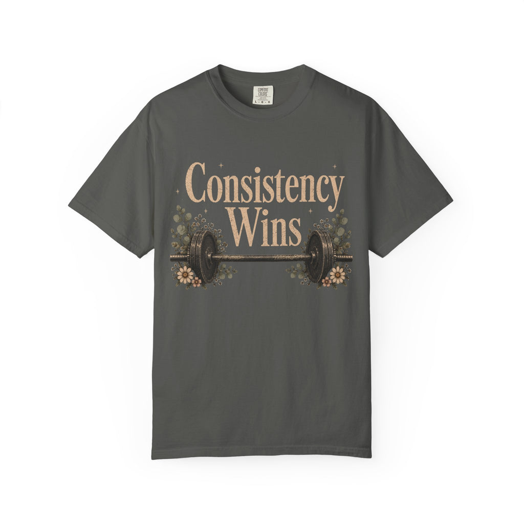 Floral Fitness Shirt for Women | Consistency Wins Oversized Gym Tee
