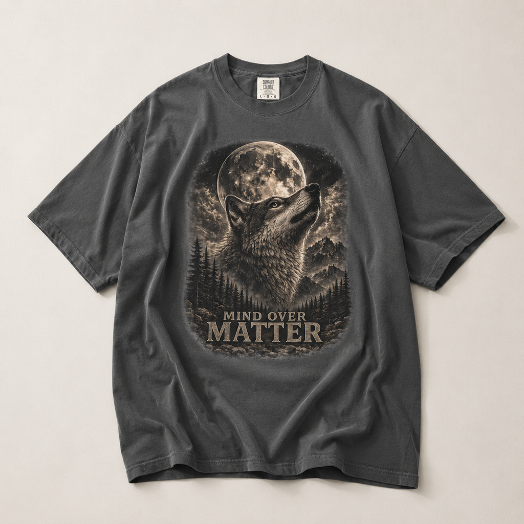 Wolf Oversized T Shirt | Charcoal Grey Oversized T Shirt