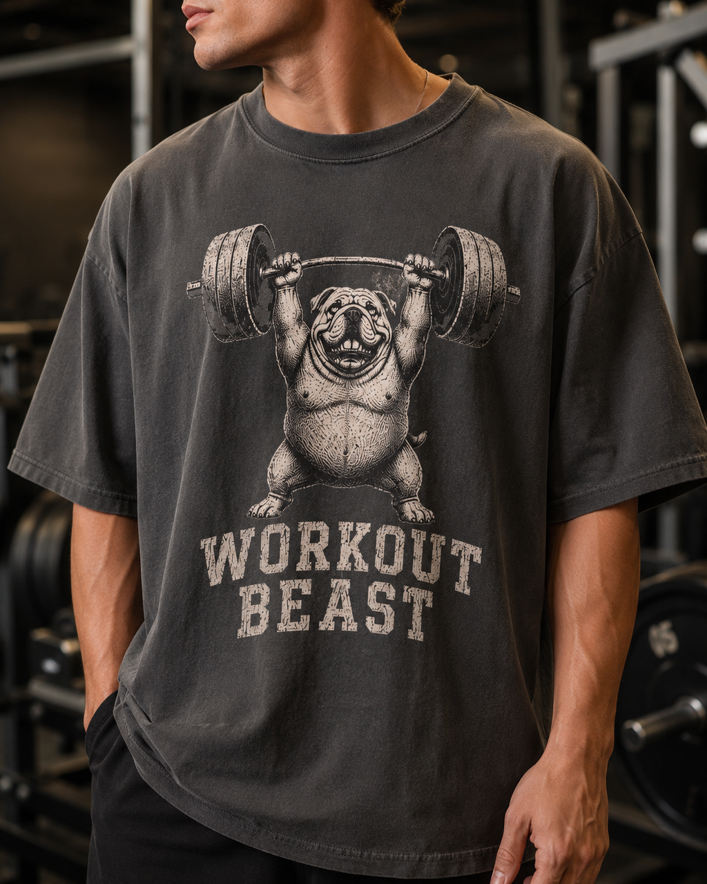 Workout Beast T-Shirt | Animal Print Oversized Shirt