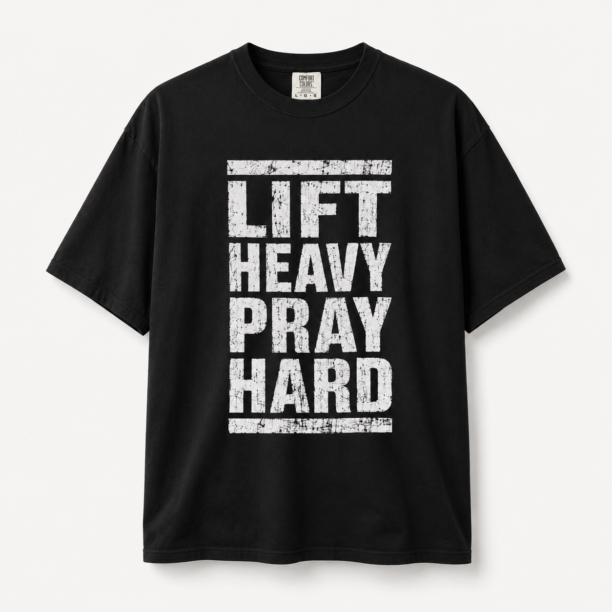 Lift Heavy Pray Hard T-Shirt | Graphic Tee Oversized Gym