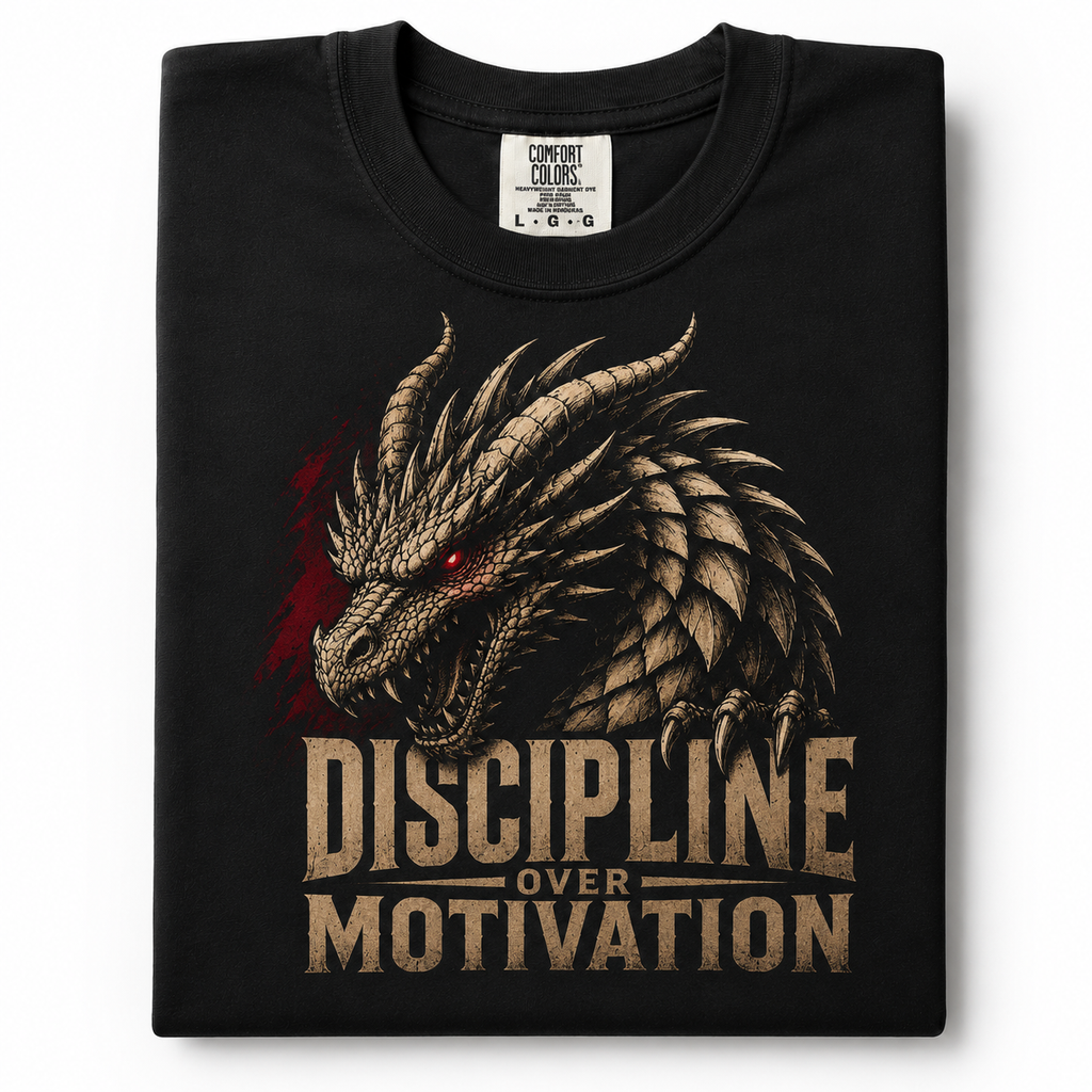 Dragon Gym T-Shirt | Discipline Over Motivation Workout Shirt