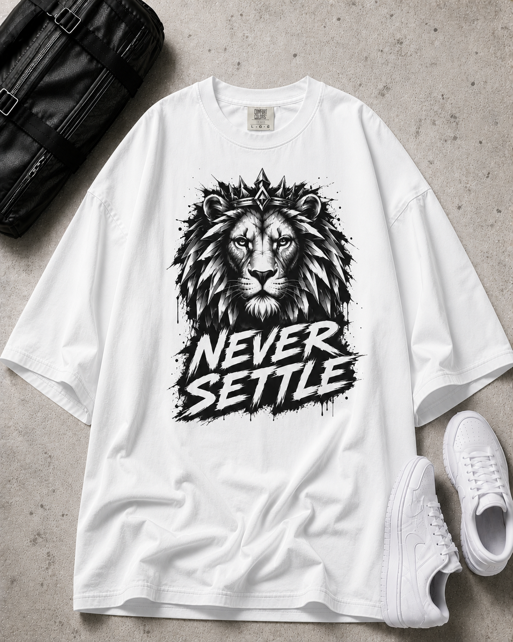 Lion Gym T-Shirt | Never Settle Motivational Workout T-Shirt