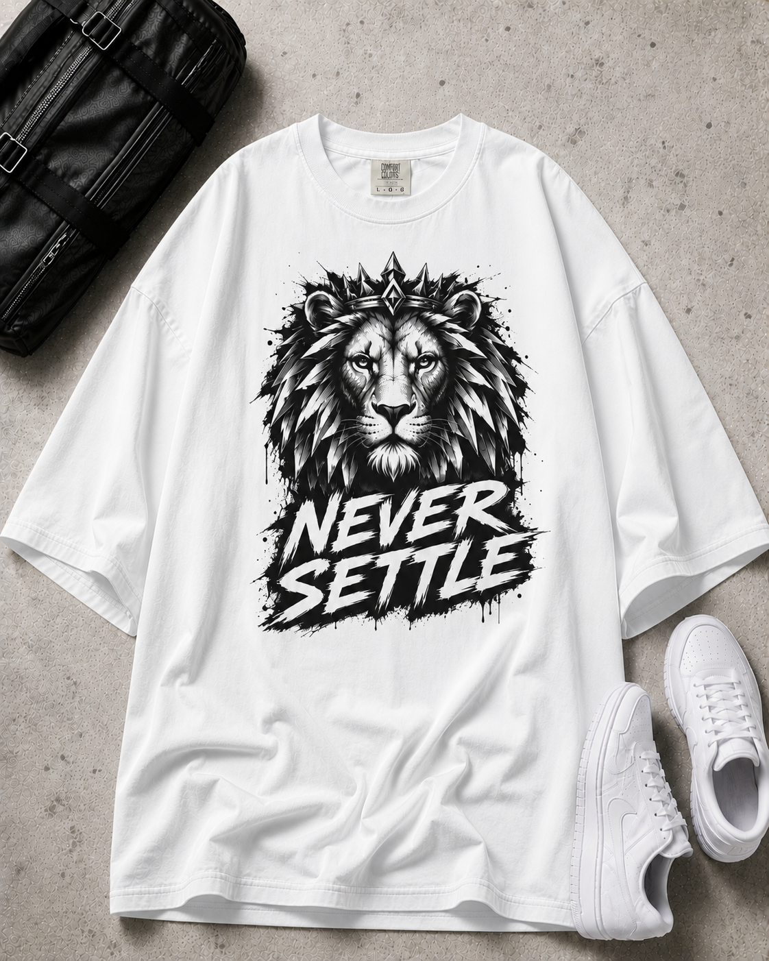 Lion Gym T-Shirt | Never Settle Motivational Workout T-Shirt