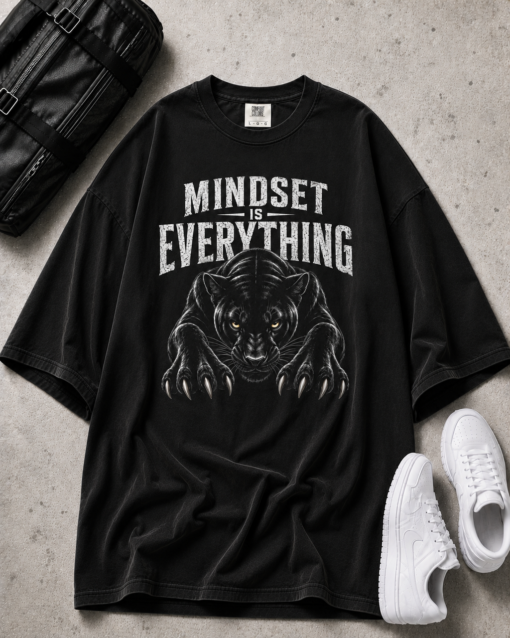 Panther Gym Shirt | Mindset Is Everything Oversized Workout T-Shirt