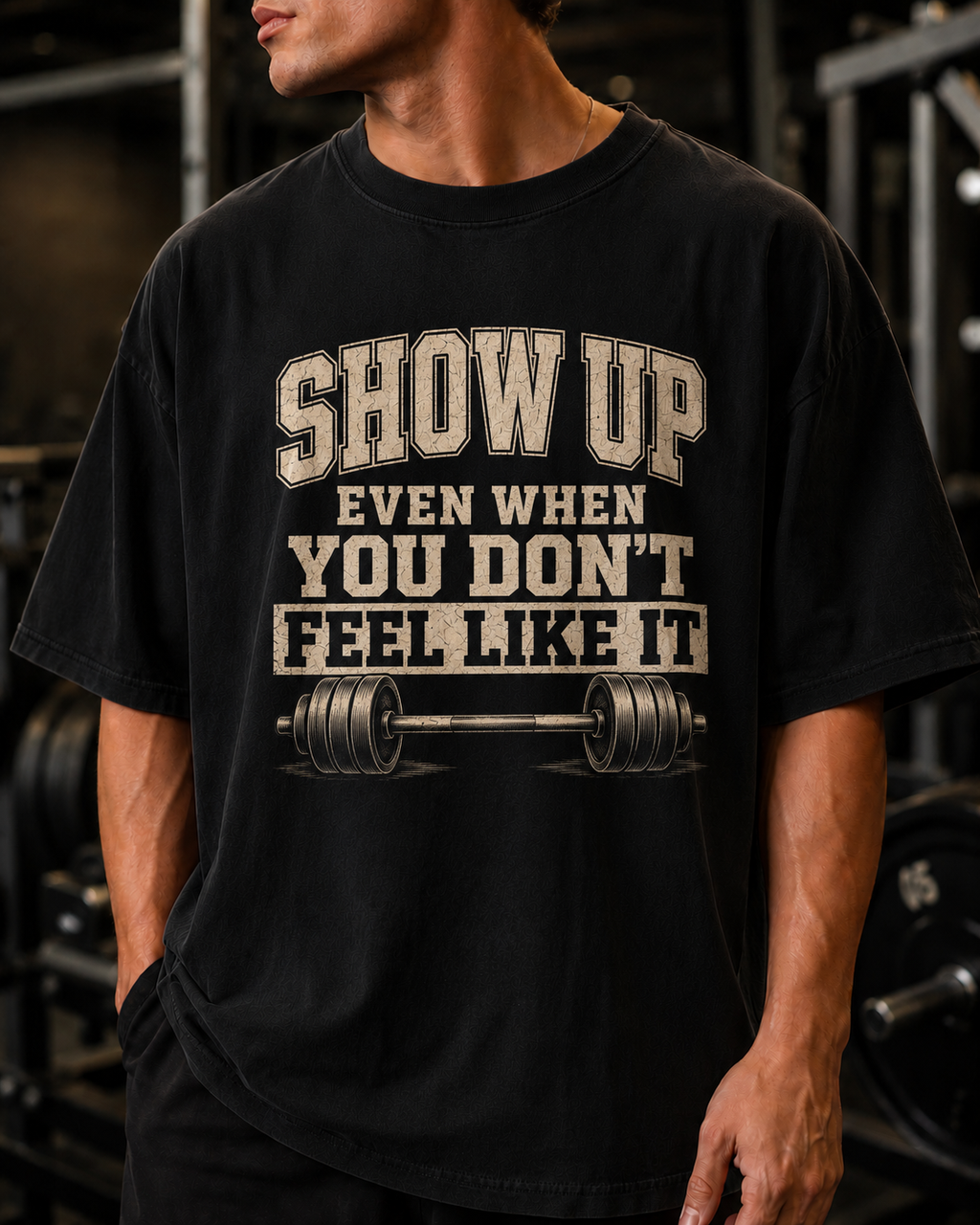 Show Up Motivational Gym T-Shirt | Weight Lifting Workout Tee
