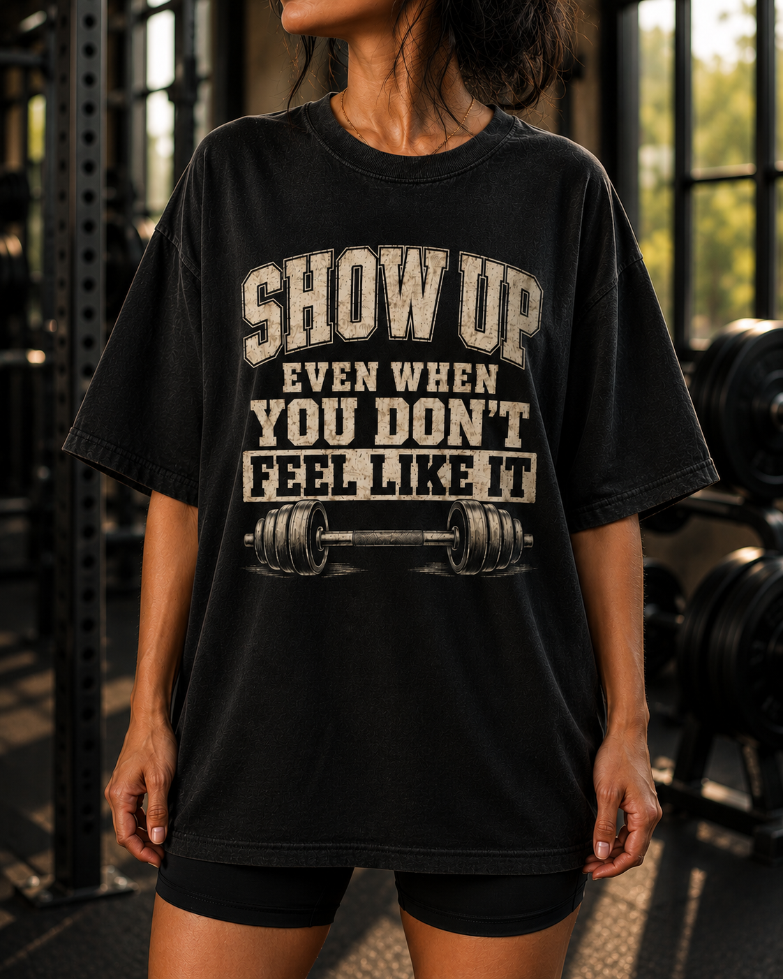 Show Up Motivational Gym T-Shirt | Weight Lifting Workout Tee