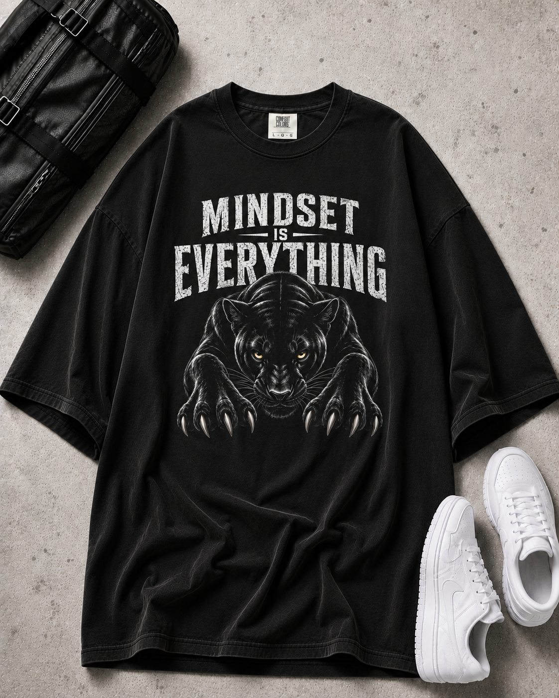 Panther Gym Shirt | Mindset Is Everything Oversized Workout T-Shirt