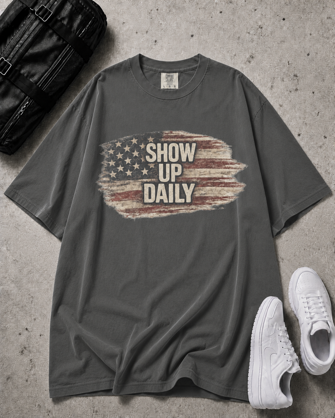 Show Up Daily Patriotic Workout T-Shirt