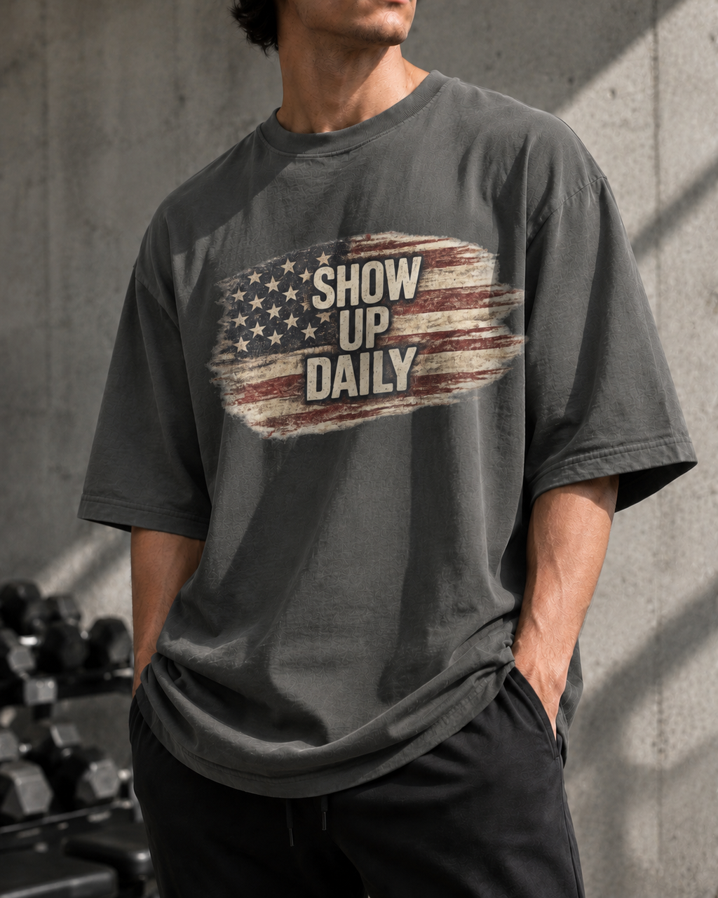 Show Up Daily Patriotic Workout T-Shirt