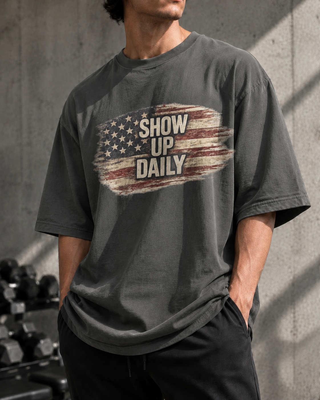 Show Up Daily Patriotic Workout T-Shirt