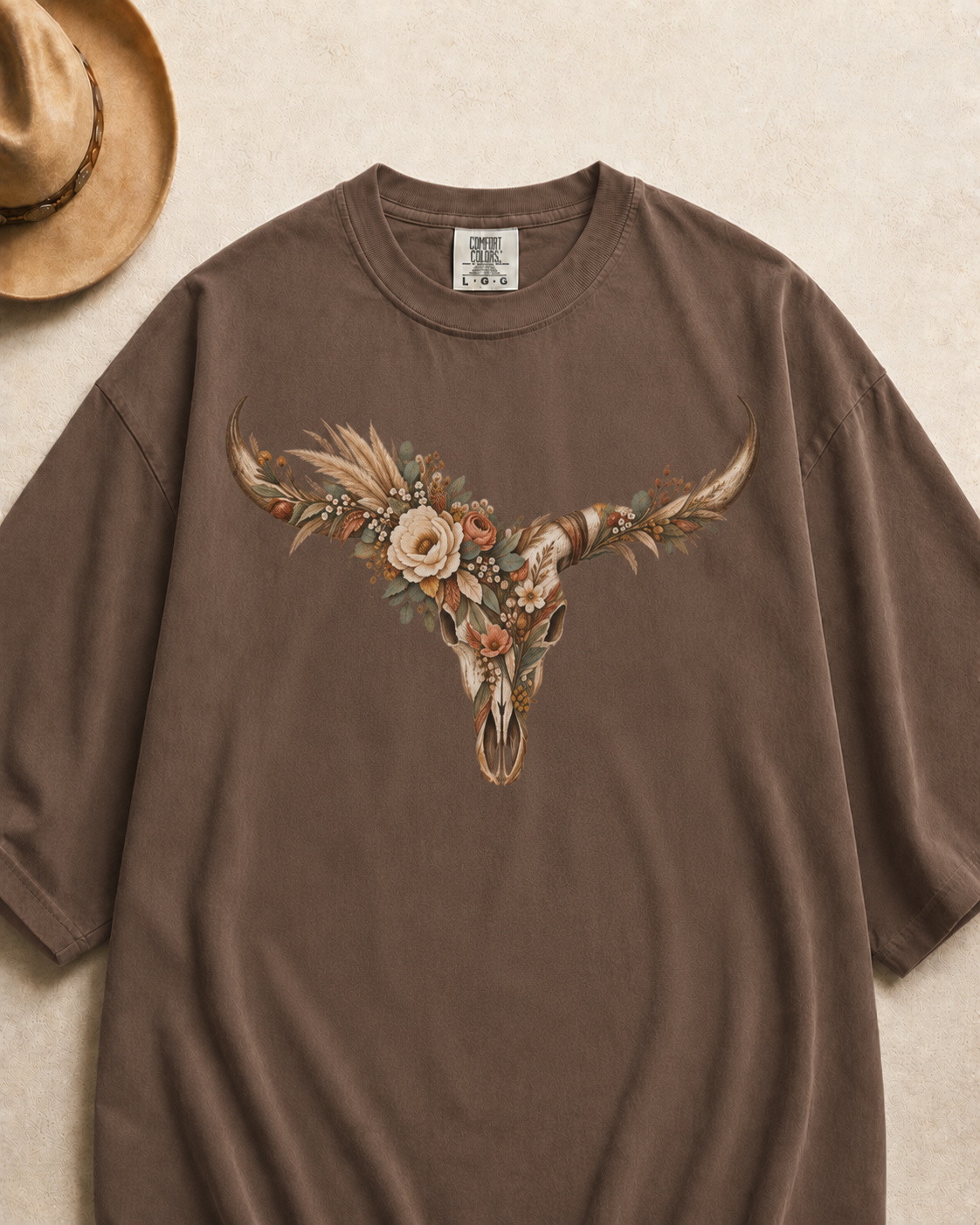 Western Bull Skull Shirt – Boho Floral Bullskull Tee