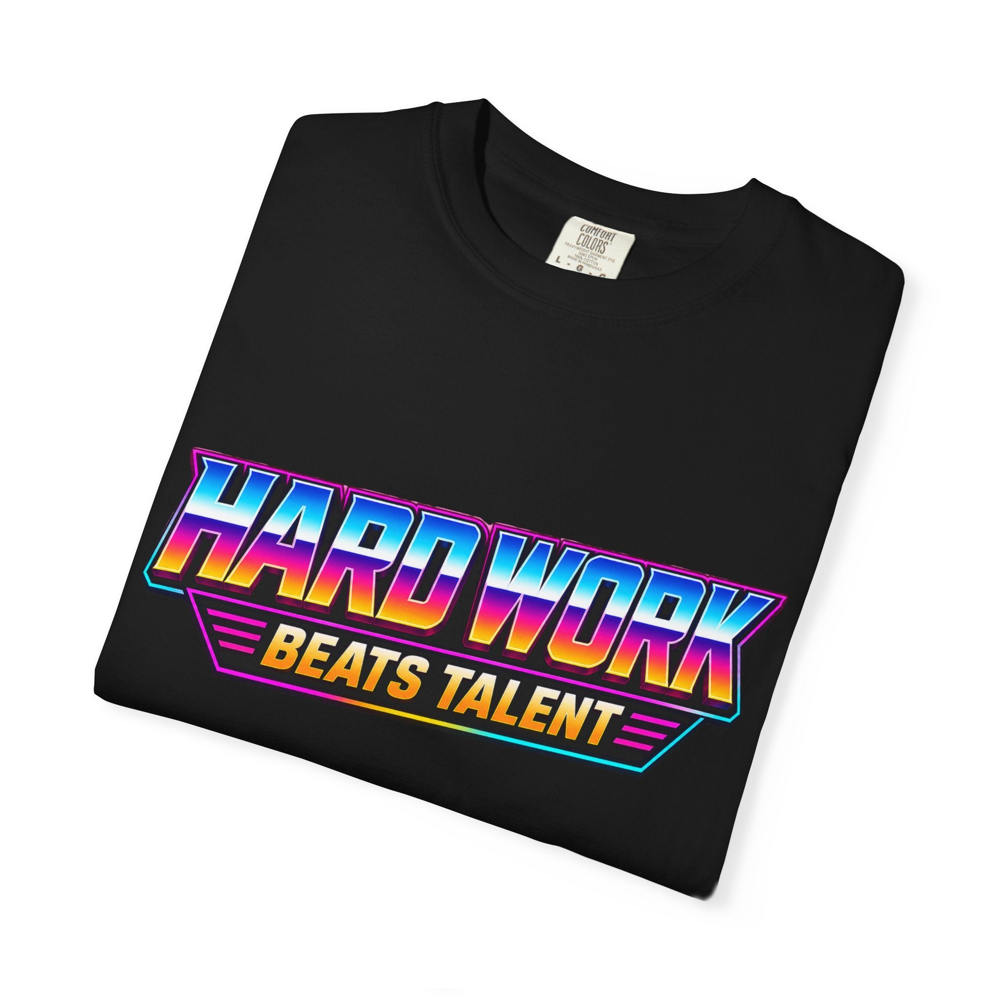 80s Workout T-Shirt | Hard Work Beats Talent Fitness T-Shirt