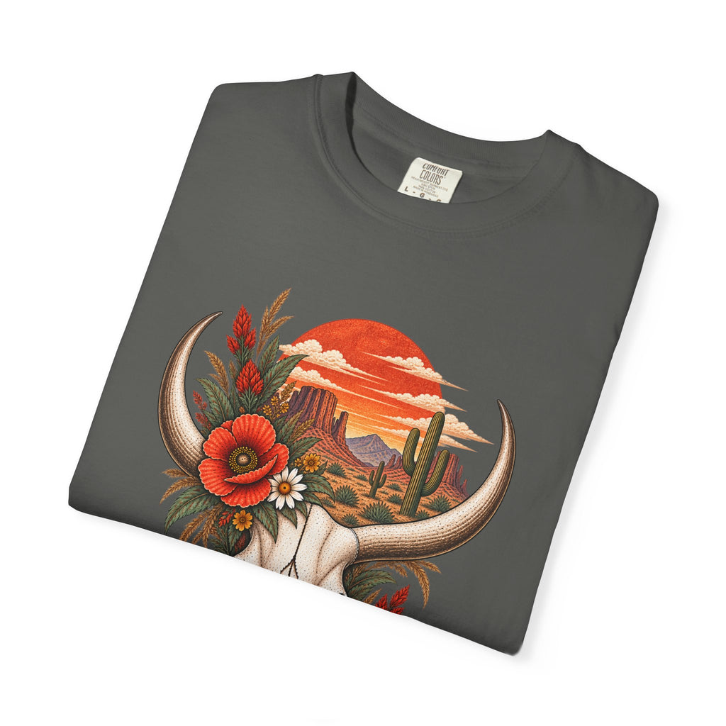Floral Western Cow Skull Shirt
